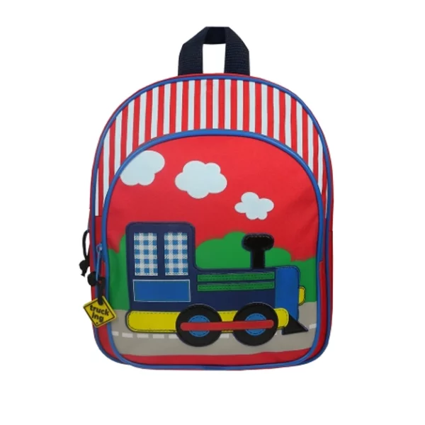 red train truck toddler backpacks