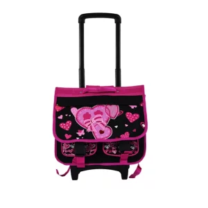 heart print schoolgirl trolley school bag on wheel