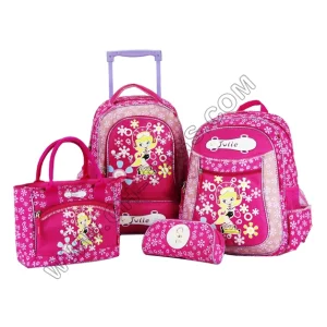 Pink Flower Set Bolsas escolares para niñas