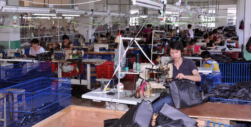 Works in Backpack Manufacturers factory