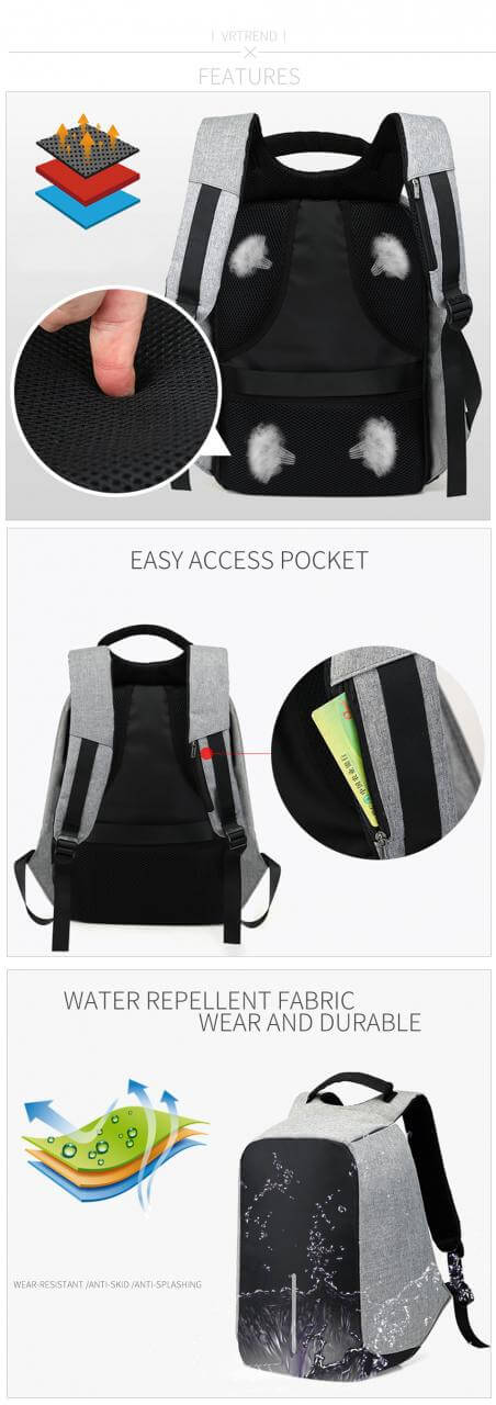 Travelling Waterproof custom anti theft laptop backpack