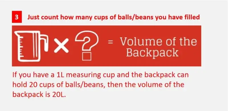 3measure backpack volume with a stuff