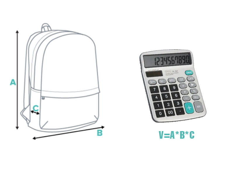 measure backpack volume by caculate
