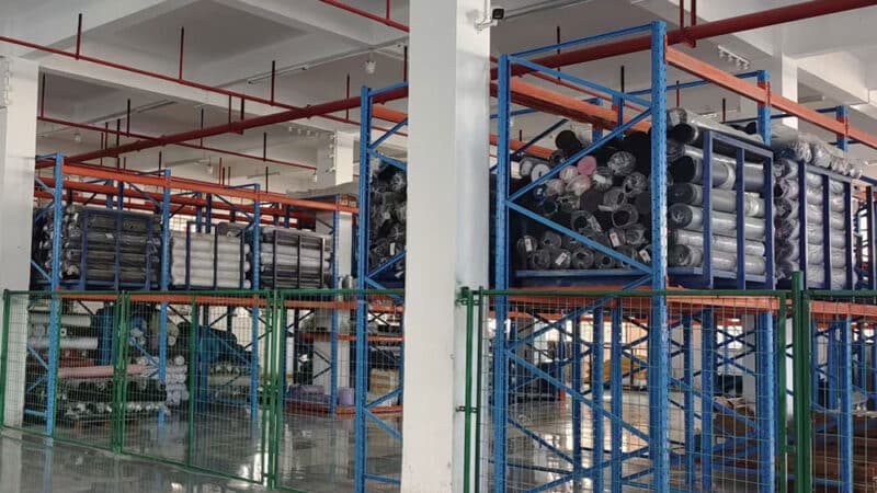 factory roll stock storage area with cordura® bolts