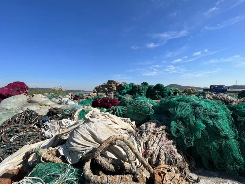 recycled nylon often comes from fishing nets and industrial waste
